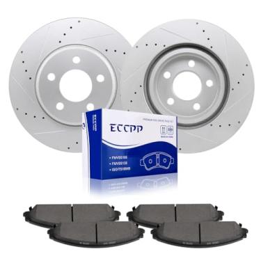 Imagem de ECCPP 53022 D1058 2 discos de freio dianteiros + 4 pastilhas adequadas para Chrysler 300 2005-2021, para Dodge Challenger 2009-2018 2020-2021, para Dodge Charger 2006-2018 2020-2021, para Dodge Magnum