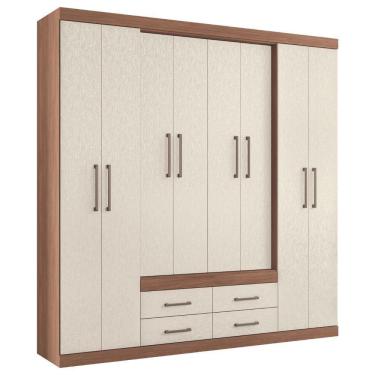 Imagem de Guarda Roupa Casal 8 Portas 4 Gavetas Miami Jatobá Areia