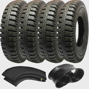 Imagem de Kit 4 Pneus 750-16 116/114L 10 Lonas At59 Anteo + 4 Camaras TR15