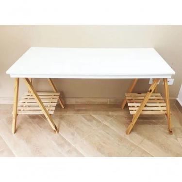 Imagem de Cavalete Pintura Mesa De Madeira Natural 80cm c/ Estrado