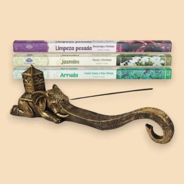 Imagem de porta incenso incensário Elefante Indiano Barra para incenso de vareta