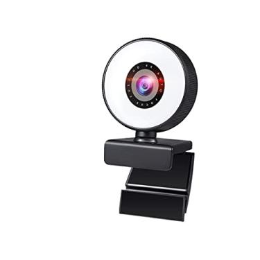 Imagem de bns7fapq Webcam Mini Câmera Web 4K para PC Computador Laptop com Microfone Luz de Foco Automático Webcam 1080P 2K Live Web Cam Acessórios para Reuniões de Negócios (1080P (com Tripé))