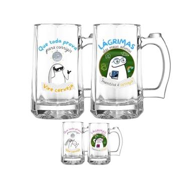 Imagem de Kit 2 Canecas Zero Temáticas Dia dos Professores 360ml Resistente Vidro Grosso Permitido Em Congelador P/Cerveja Presente Criativo A Prova D'água (Kit Professor)