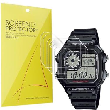 Imagem de Protetor de tela F108WH, [pacote com 6] Película transparente de TPU de cobertura total Lamshaw compatível com Ca-sio F105W, F108WH, W-217H, W218H, W800HG, AE1200WH, AE1300WH, A158W, A168WA, A700