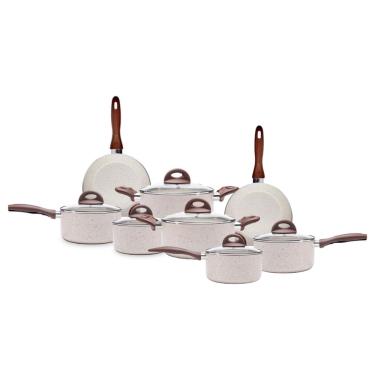 Imagem de Jogo de Panelas Antiaderente Cerâmica Kit 8 Peças Brinox Conjunto Smart Plus Ceramic Life