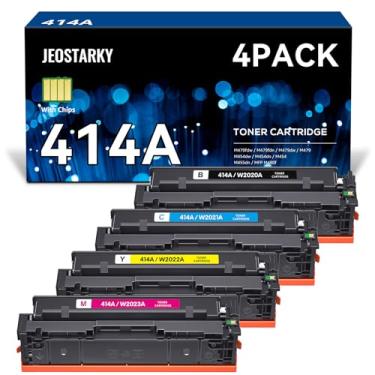 Imagem de Cartuchos de toner 414A, pacote com 4 (com chip) de substituição para HP 414A 414X W2020A W2020X compatível com HP Color Pro MFP M479fdw M454dw M454dn M479fdn M479 M454 toner de impressora (preto, ciano, magenta, amarelo)