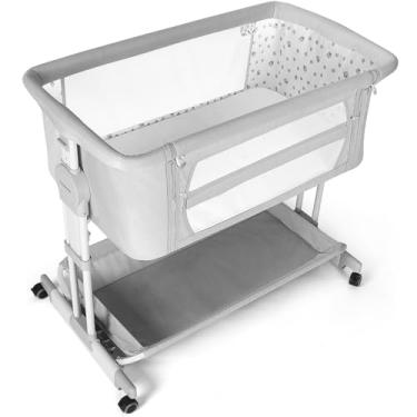 Imagem de Cowiewie Berço Para Dormir Ao Lado Da Cama, De Balanço Bebê Com 4 Rodas E 7 Alturas Ajustáveis, Laterais Malha Respirável 360°, Cabeceira, Novo Em 2025