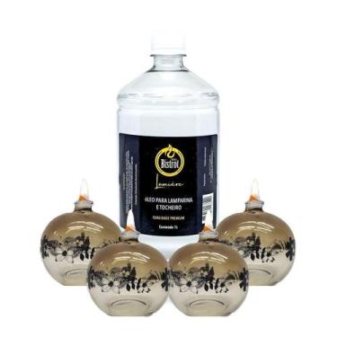Imagem de Kit 4 Lamparinas Decorativas Sensações + 1L De Fluido - Velas bistrot