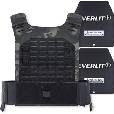 Imagem de EVERLIT Colete Com Peso Ajustável De 14 Libras/20 Libras, Peso Incluso, Para Treinamento De Peso Corporal, Treino De Fitness, Corrida Para Homens E Mulheres (Camuflado Preto, 18 Libras)