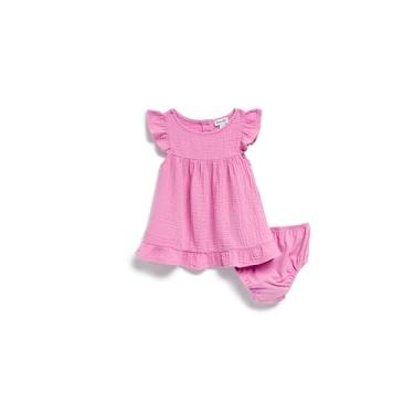 Imagem de Splendid Vestido para bebês meninas Sun Gauze Ruffle ombro sem mangas com capa de fralda, Pétala, 6-12 Meses