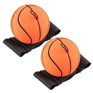 Imagem de Bola de rebote com alça de pulso, 2 peças de bolas de borracha de basquete de 60 mm/2,4 polegadas em uma corda, bola de retorno, bolas de pulseira de rebote para crianças e adultos