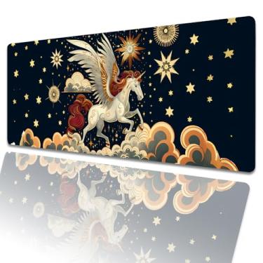 Imagem de amepay Tapete de mouse para jogos de unicórnio mítico, 80 x 30 cm, tapete de mesa grande e grande com base de borracha antiderrapante, mouse grande para laptop, computador, para decoração de casa
