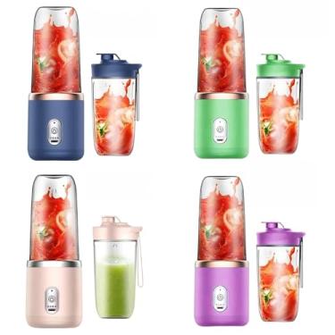 Imagem de 400ML Espremedor Elétrico Mini Liquidificador Portátil 6 Lâminas Suco Alimentos Misturador(2 COPOS ALEATORIO)