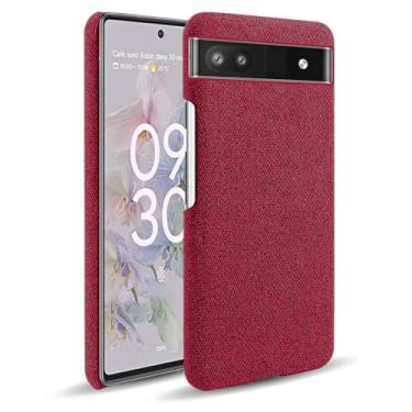 Imagem de Capa para Google Pixel 6a 5G,Capa desenhada em lona,Case Protetora Ultrafina com Empunhadura Macia,Design em Tecido Antichoque e Antiarranhões-Red