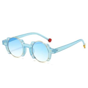 Imagem de JRLLFD Moda redonda feminina punk óculos de sol lente retro rebites homens gradiente tons uv400 (tamanho único/1)