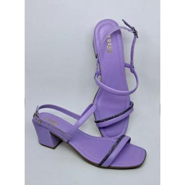 Imagem de Sandália Feminina Detalhe em Brilho Salto Confortável Bloco - Rozes Sh