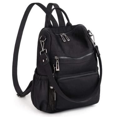 Imagem de Mochila feminina UTO, tecido de nylon, mochila moderna preta