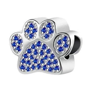 Imagem de Contas de Borboleta e Pata de Cão em Esmalte Azul e Prata - Para Pulse