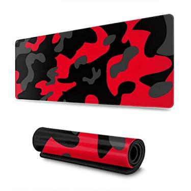 Imagem de Tapete de mouse para jogos vermelho e preto grande GG Tapete de mesa camuflado Camuflagem Almofadas longas estendidas Mousepad Grande Acessórios de Decoração de Escritório Doméstico para Computador Pc Laptop