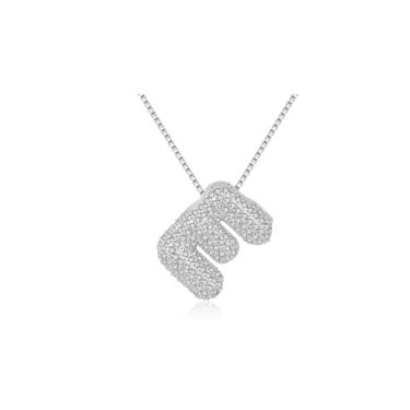 Imagem de DIOWUS Colar com letras de bolhas de ouro para mulheres, pingente de letra inicial de balão pingente de zircônia incrustado colares moda joias presentes para meninas adolescentes namorada, Latão,