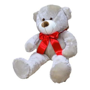 Imagem de Urso de Pelúcia Baunilha Leo 50 cm com no Laço Antialérgico - Pandora 