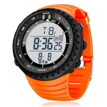 Imagem de PALADA Relógio esportivo digital masculino à prova d'água com retroiluminação LED, Laranja seca, esportes, trabalho, vida diária