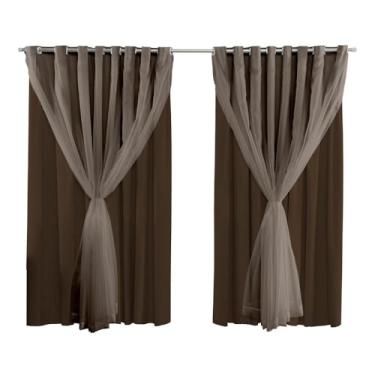 Imagem de Cortina Blackout PVC Com Voil 2,80M x 2,30M Sala Quarto Escritorio 100% Blecaute Para Varão Simples