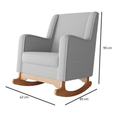 Imagem de Cadeira Poltrona De Amamentação E Balanço áquila C- Puff - Anjo De Casa Cor Linho Cinza Desenho Do Tecido Liso