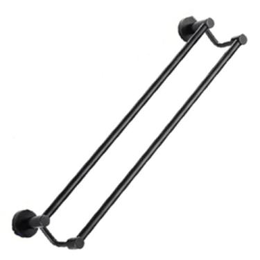 Imagem de Acessório para banheiro em aço inoxidável com acabamento preto fosco, toalheiro duplo, suporte para toalhas, 60 cm, tamanho 35 cm, 01