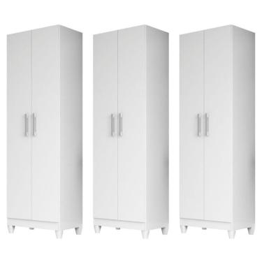 Imagem de Kit 3 Armários Organizadores Multiuso íris 2 Portas Branco - Moval