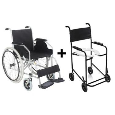 Imagem de Cadeira De Rodas Dobrável D100 Dellamed Com Cadeira de Banho Kit Mobil