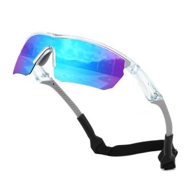 Imagem de FEISEDY Óculos de sol polarizados de beisebol infantil juvenil esportes ciclismo armação leve UV400 meninos meninas B0236, 08 Transparente Azul e Azul, 67mm