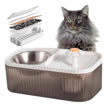 Imagem de Comedouro Bebedouro Automático Pet 2 em 1 com Fonte de Água USB, 3L, Inox, Silencioso, com Filtro, Para Gato e Pet Pequeno, Hidratação Saudável e Fácil Limpeza (Branco, Médio)