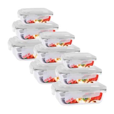 Imagem de Kit 9 Potes Vidro Tampa 3 De Cada Retangular 370 640 1040ml - Quality 