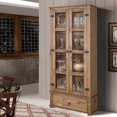 Imagem de Cristaleira Antiga Para Sala De Jantar Madeira Maciça 2 Portas Mel Shop Jm