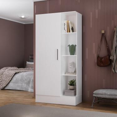 Imagem de Armário Multiuso 1 Porta 7 Prateleiras Espresso Móveis Branco