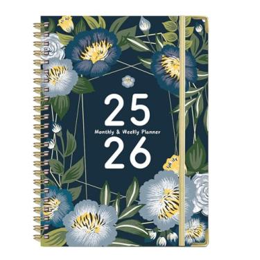 Imagem de Agenda 2025-2026, agenda mensal diária de 12 meses de julho de 2025 a junho de 2026, 21,6 cm x 15,7 cm, caderno espiral de capa dura com marcadores, fecho elástico, bolso interno para material escolar