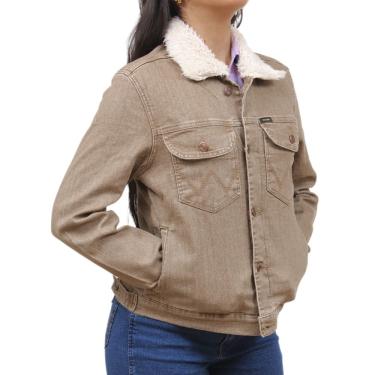 Imagem de Jaqueta Jeans Feminina Bege com Pelo Wrangler 36951