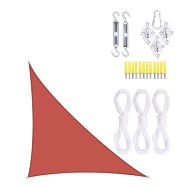 Imagem de TBATM Grande Jardim Sombra Vela Impermeável 5x5x7.1m Toldos,Triângulo Sol Sombra Vela 95% Uv Bloco,Triângulo Sol Toldo com Kit de Fixação,Vela Parasol para Pátio Varanda Piscina Bbq,Rust red
