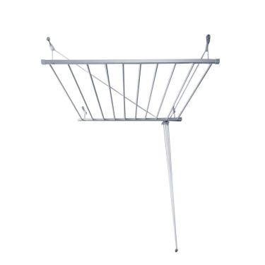 Imagem de Varal De Teto Para Roupas 150cm 10 Varetas Aluminio Branco