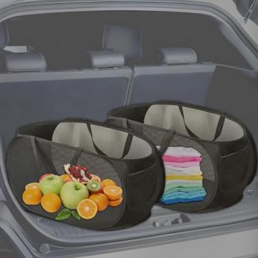 Imagem de LATERONON Organizador de porta-malas de carro, acessórios de carro ajustáveis para SUV Sedan, organizadores e armazenamento de carro dobrável – Caixa de armazenamento automotivo multiuso para carro