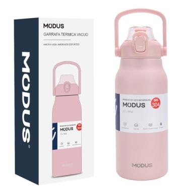 Imagem de Garrafa Termica de Aço Inoxidável Isolada de Grande Capacidade com Canudo 1700ml (Rosa)