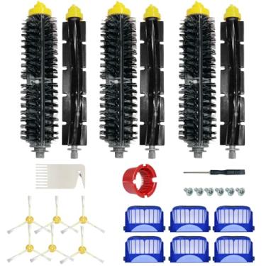 Imagem de Kit de acessórios de substituição a vácuo para iRobot Roomba 600 séries 694 695 677 671 690 680 660 650 620 614 e 500 séries 595 585 564-6 filtro, 6 escovas laterais, 3 cerdas e conjunto de escovas