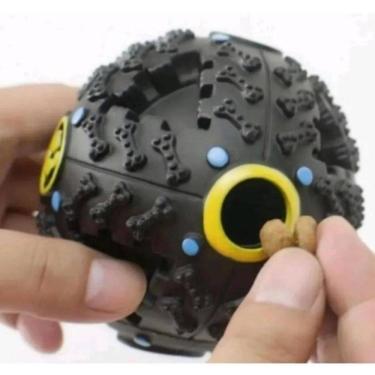 Imagem de Bola Petisqueira Tam G 12Cm Porta Ração Tag Para Cães Preta