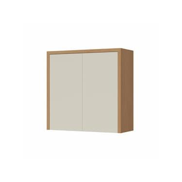Imagem de Armário Aéreo Nesher Condessa em MDF 15mm com 2 Portas e 1 Prateleira - 80cm de largura – Carvalho/Greige