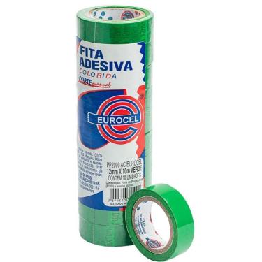 Imagem de Fita Adesiva Pp 2000 12mmx10m Verde 10 unid - Eurocel