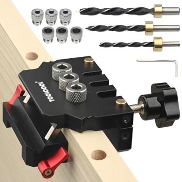 Imagem de TOOLCOOL Kit de gabarito autocentrante para carpintaria cria juntas de canto e superfície de borda com buchas de aço para pinos de cavilha de 6 mm, 8 mm, 10 mm