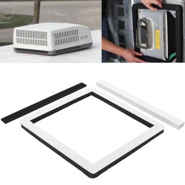 Imagem de Ezbzyz O kit universal de vedação de ar condicionado de teto de trailer de 35,56 cm x 35,56 cm inclui 1 junta de moldura autoadesiva e 2 almofadas de nivelamento autoadesivas (25071)