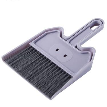 Imagem de Mini vassoura de mão em forma de porquinho Pá de pó portátil varredor de mão escova de panela de poeira aninhando pequena vassoura de limpeza para ninho de animal de estimação de Mesa " (Cinza)