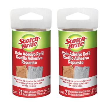 Imagem de 2 Rolo Adesivo Tira Pelo Scotchbrite 3M Roupa Sofa + 2 Refil